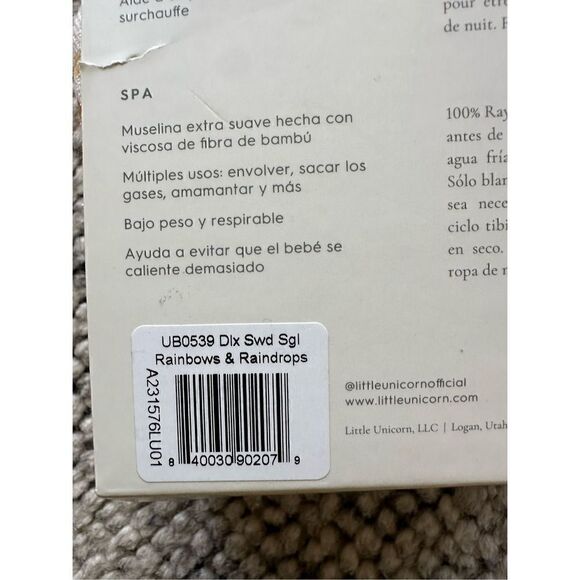 NEW Little Unicorn Deluxe Muslin Swaddle Blanket - Rainbows & Raindrops - Picture 5 of 5